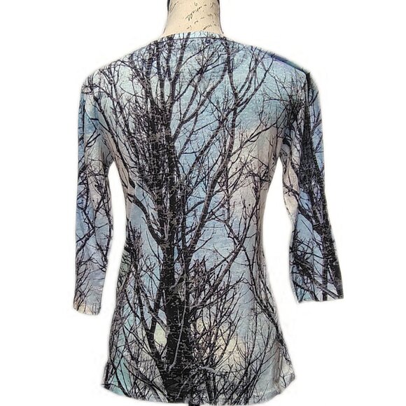 Compliments Womens Graphic Top Small Tree Print Sequin Forestfairy Dark Romantic - Picture 2 of 5